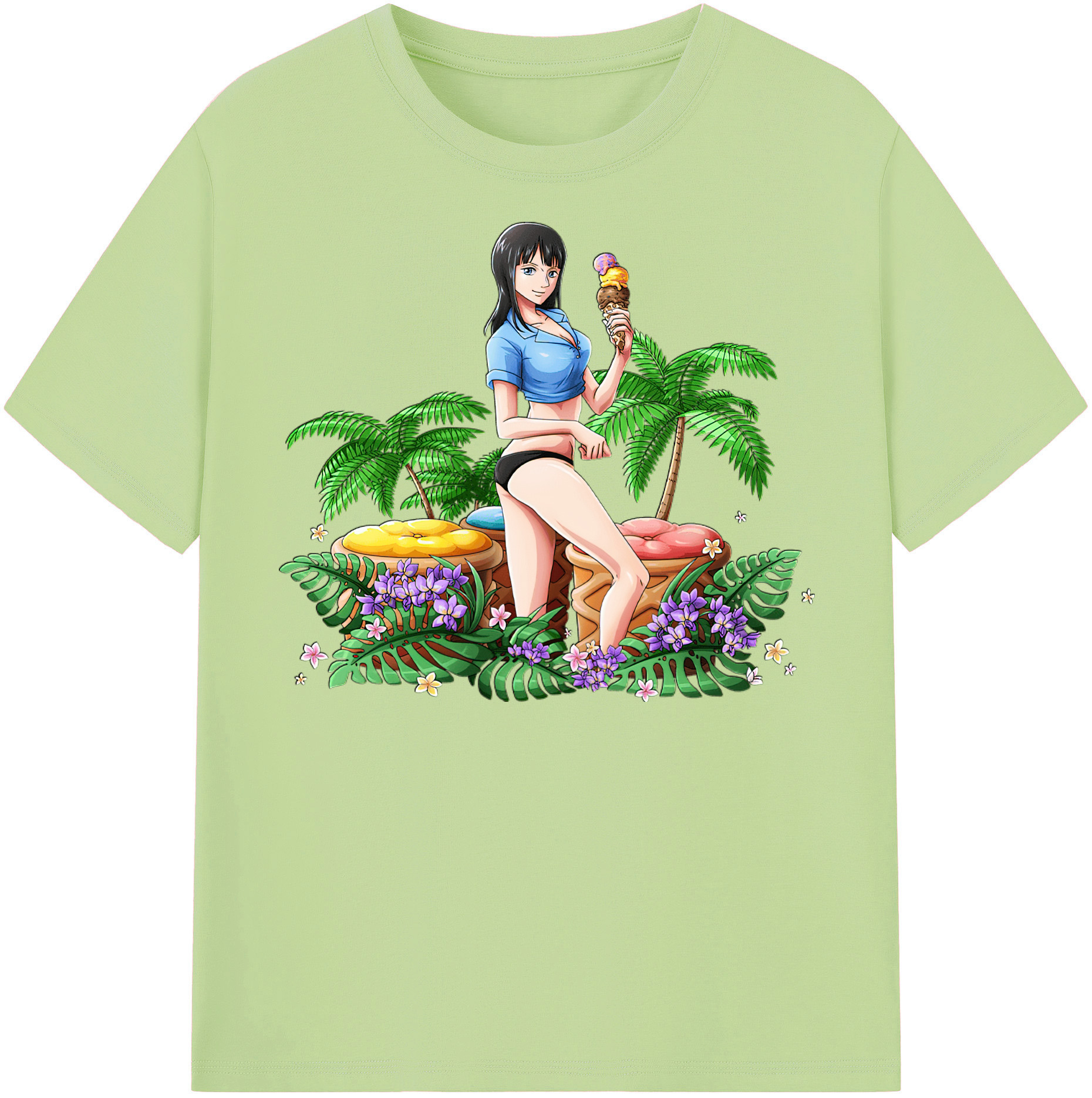 ワンピース ニコ・ロビン ONE PIECE Nico Robin 綿100％半袖Tシャツ（フロントプリント）